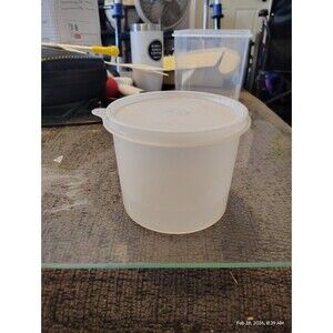 Vintage Tupperware Small Round Container White Lid Made in USA #250 & 215